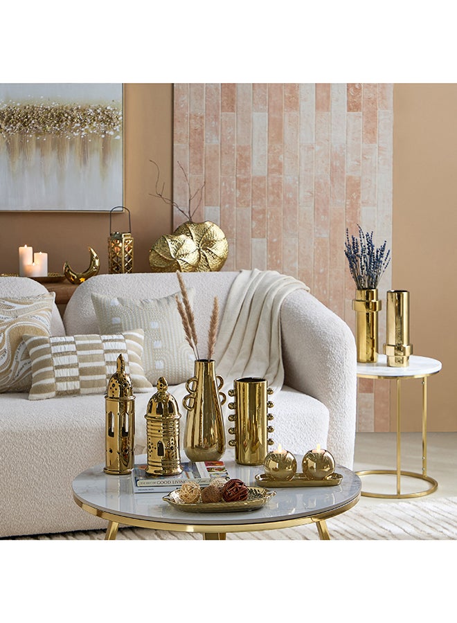 Home Box Gold Ceramic Tealight Candleholder Set for Home - Image 4